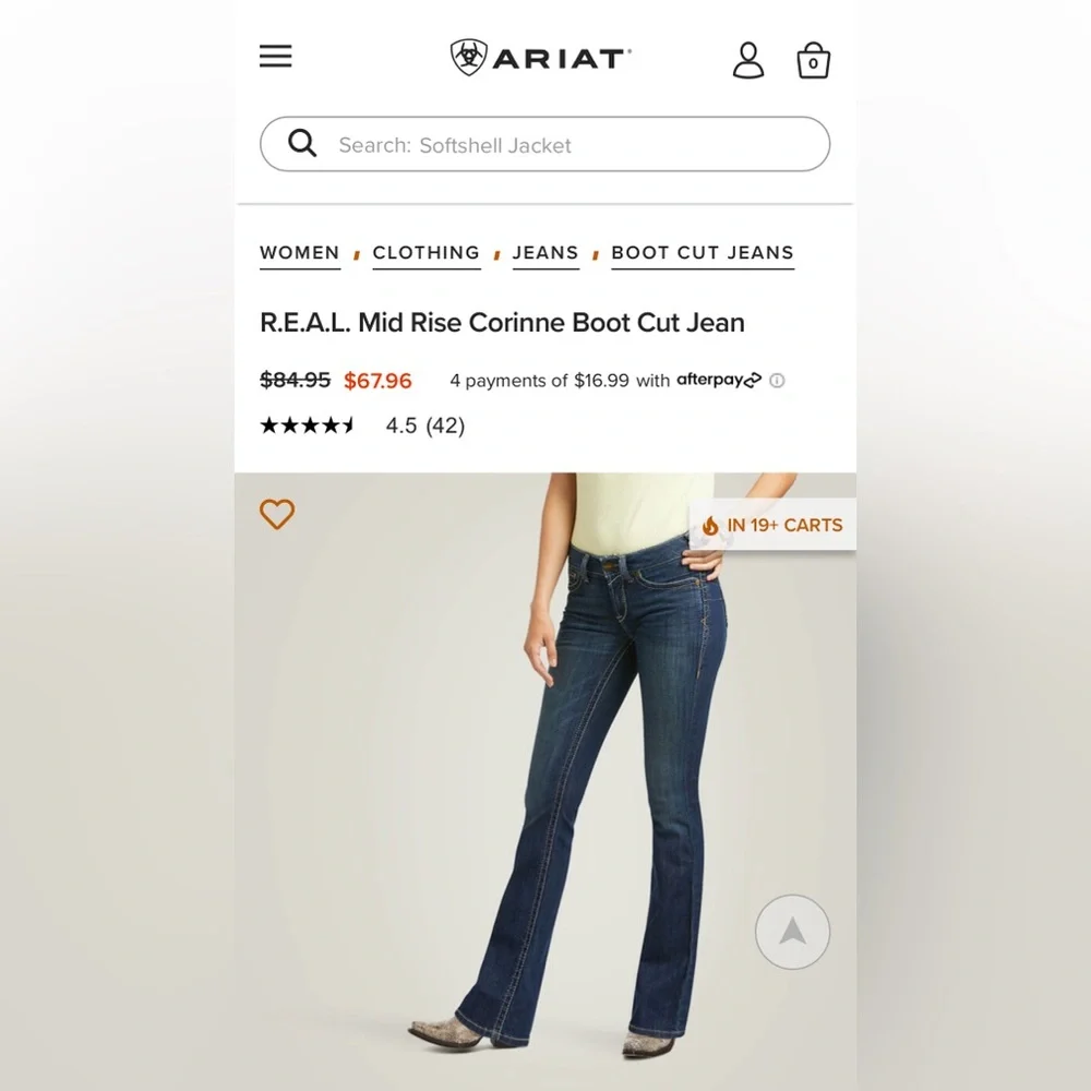 Ariat REAL Mr Corinne Mid Rise Bootcut Women's Blue Jeans - Picture 10 of 11